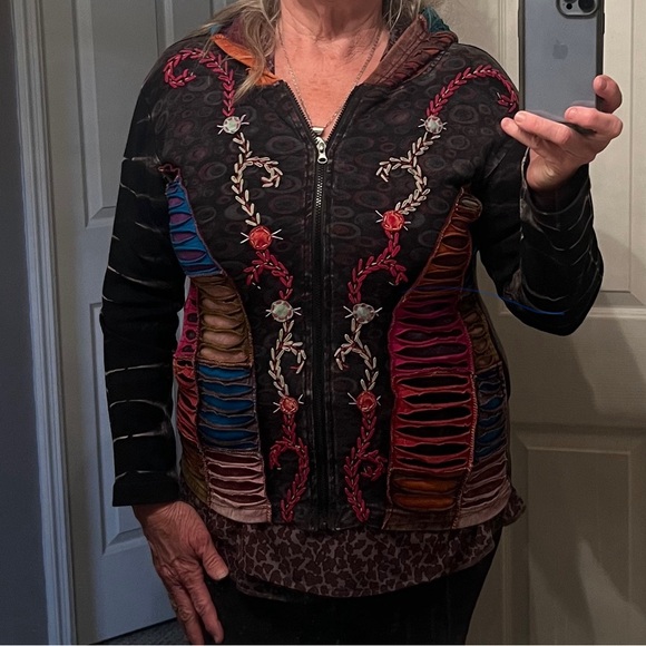 India Boutique Multicolor Embroidered Hoodie - Picture 12 of 12
